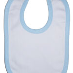 White Interlock Bib Blue Binding