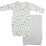 Print Infant Gown and Recieving Blanket