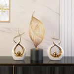 Abstract Ceramic Sculpture Golden Statue Modern Home Decoration Living Room Desktop Office Decoration Accessories Crafts Gift