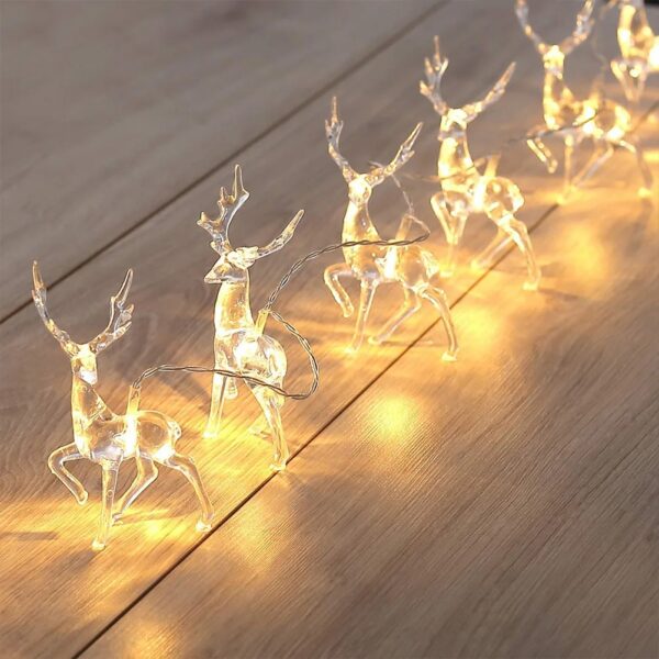 1.5M 10LED Christmas Reindeer String Lights Garland Decoration For Home Crystal Elk Fairy Lights Ornament Xmas Wedding party