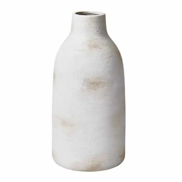 Elegant Textured Ceramic Vase White Matte Finish 12" Home Decor Piece