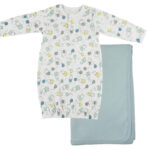 Print Infant Gown and Recieving Blanket