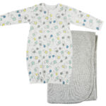 Print Infant Gown and Recieving Blanket