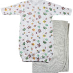 Print Infant Gown and Recieving Blanket